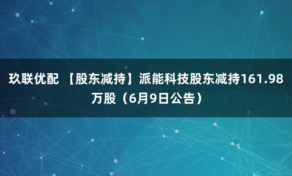 玖联优配 【股东减持】派能科技股东减持161.98万股（6月9日公告）